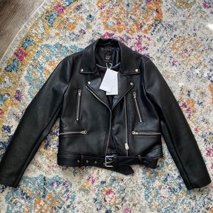NWT Zara Women Leather Short Jacket Size M/28